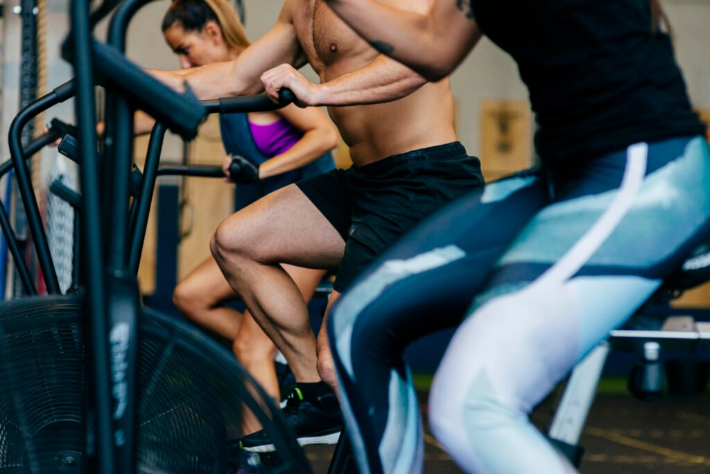 Young men working out in the gym